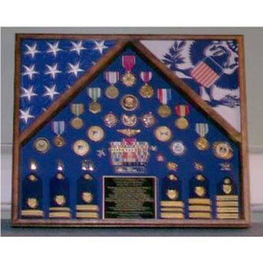 Custom Made Military Flag Case For 2 Flags And Medals