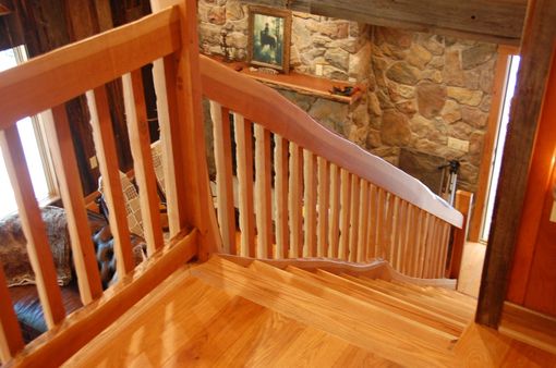 Custom Made Cherry Staircase With Live Edge Slab Material