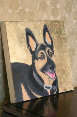 Custom Made Custom Pet Portrait, Gold Leaf, Personalized Dog Cat Memorial Painting