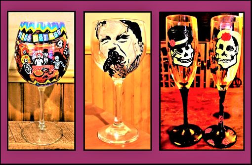 Custom Made Custom, Wine Glass, Hand Painted, Any Image, Words, Designs, Wine, Champagne, Bottle
