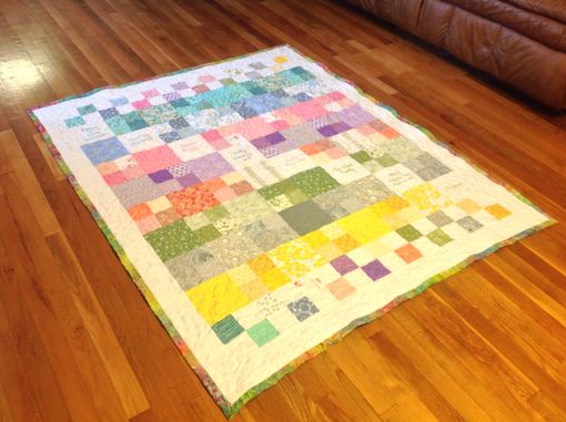 Custom Made Custom Embroidered Family Tree Gradient Color Memory Quilt With Birthstones, Names And Dates
