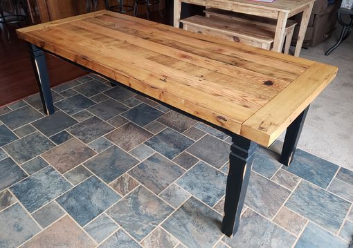 Custom Made Oak Thick Top Farm Table With Comapny Boards