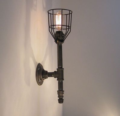 Custom Made Wall Sconce: Black Malleable Iron - Industrial Steampunk
