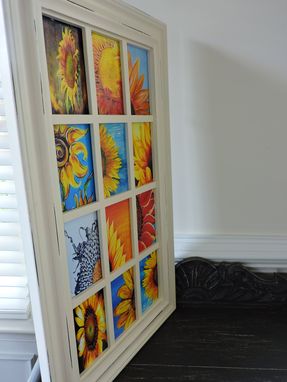 Custom Made Sunflower Theme Decoupage Glass Panel Wall Hanging