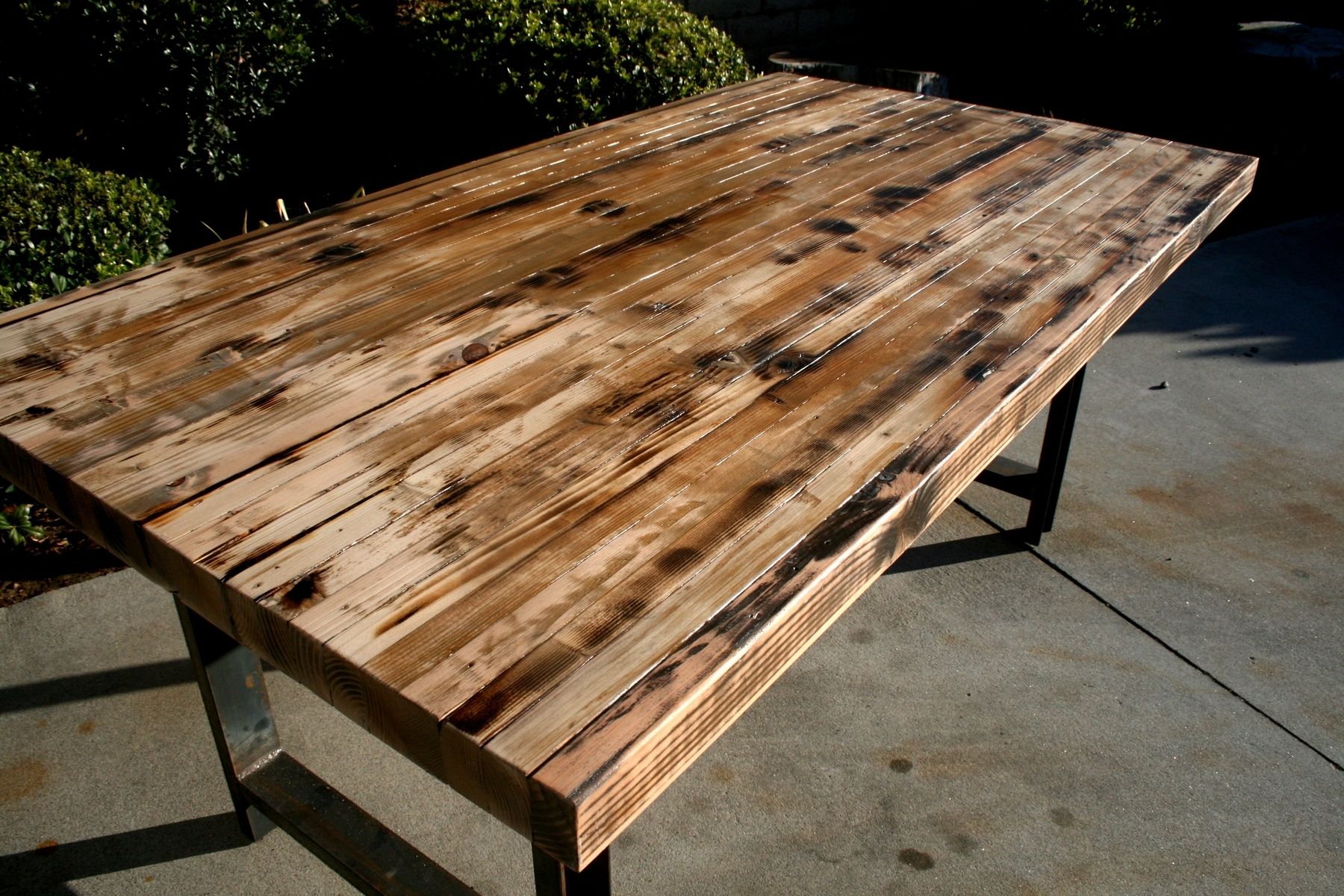 Hand Made Rustic Recycled Butcher Block Dinning Table By The