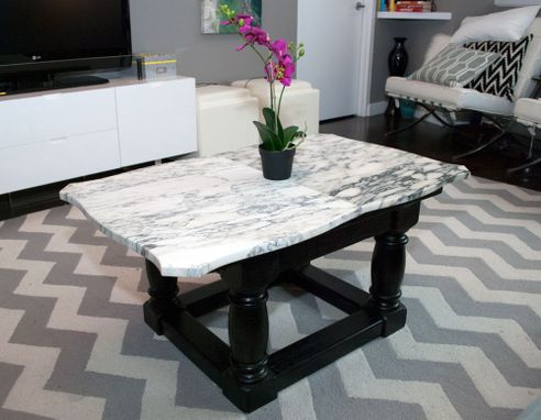 Custom Made Marble Table With Wooden Frame
