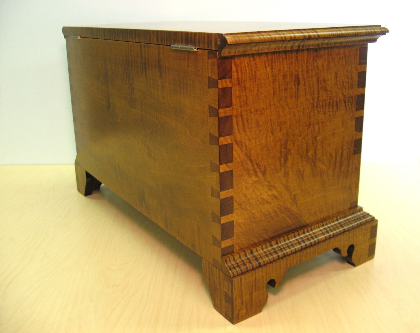 Buy Hand Made Tiger Maple Chest With Drawers, made to order from