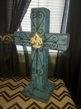 Custom Made Wooden Fleur De Lis Cross