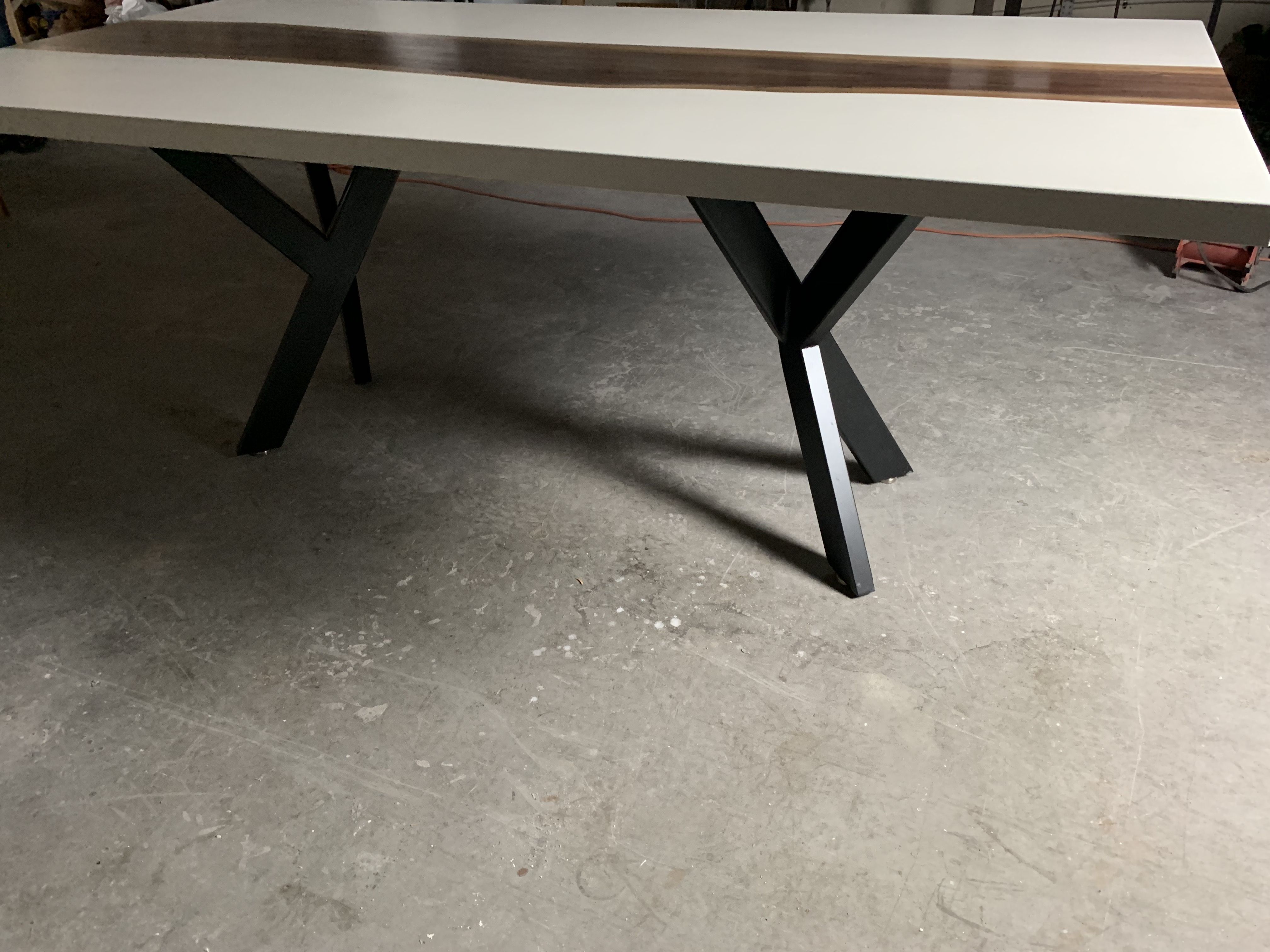 Hand Crafted Live Edge Wood In Concrete Dining Table by Ore 96