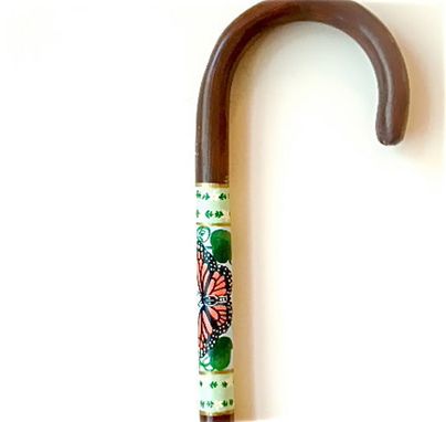 Custom Made Personalized Monarch Butterfly Custom Painted Walking Stick