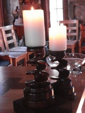 Custom Made Hand Carved Candle Holders