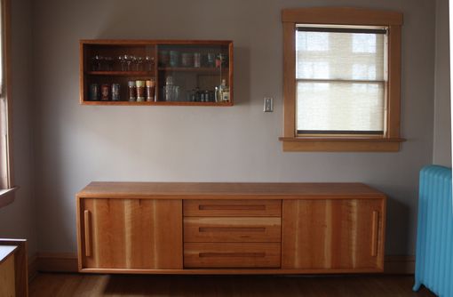 Hand Made Mid Century Inspired Floating Buffet Credenza For Dining