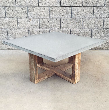 Custom Made Rustic Modern Reclaimed Wood And Cement Coffee Table