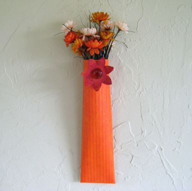 Custom Made Handmade Upcycled Metal Orange Wall Sconce