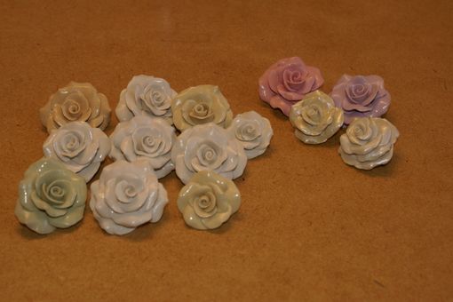 Custom Made Brooch Wedding Bridal Rose Bouquet Vintage Pastel Colors Hand Formed 10 Assorted Size & Color