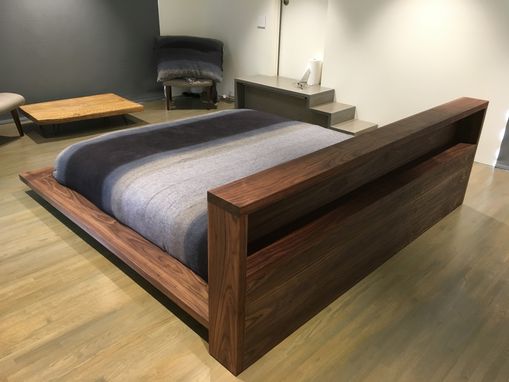 Custom Made Walnut Platform Bed And Headboard