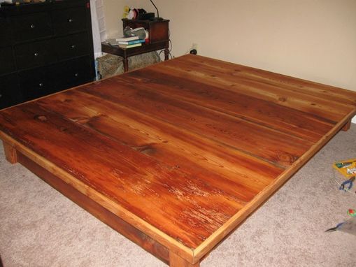 Custom Made Platform Bed Frame With Drawers From Reclaimed Antique Pine