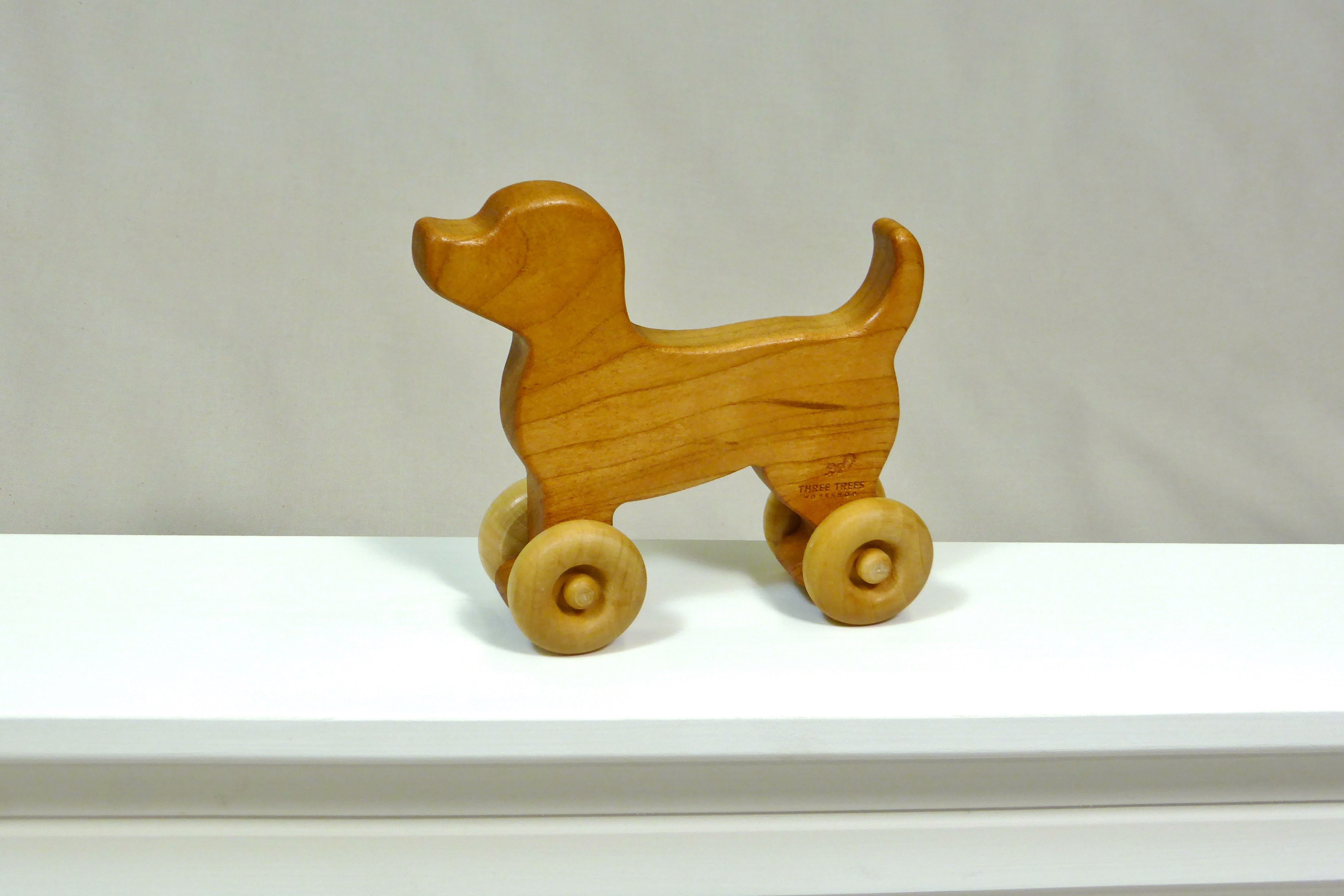 Hand Made Wooden Toy Dog Customized With Name by Three Trees