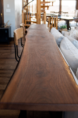 Custom Made Live Edge Bar Table, Sofa Table Bar Top, Home Bar Height Table, Living Room Sofa Table With Seating