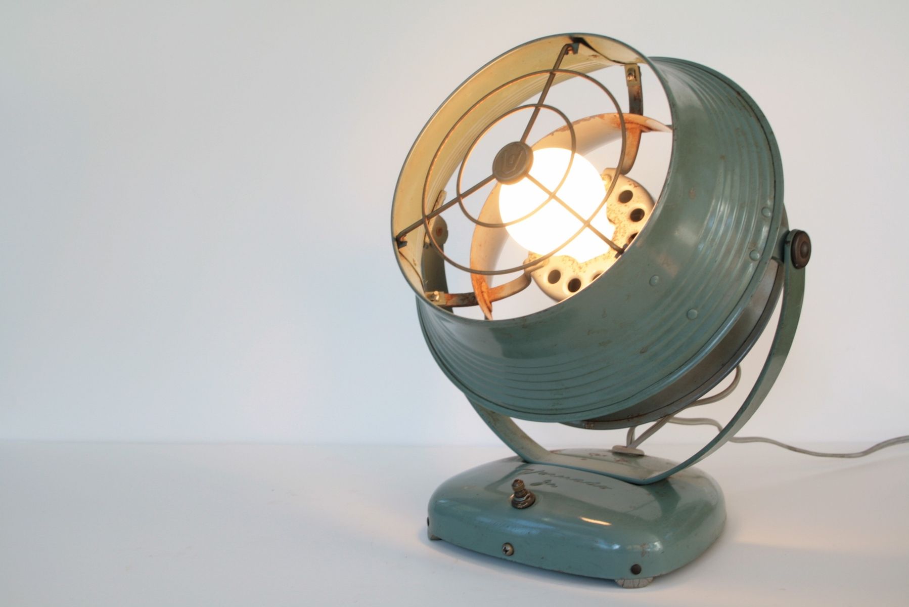 Handmade Vintage Fan Lamp By Tungsten, Vintage Fan Table Lamp