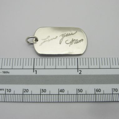 Custom Made Personalized Signature Sterling Silver Dog Tag Key Chain With Your Actual Handwriting Or Artwork