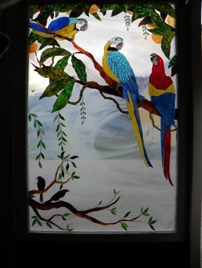Custom Made Animals Of The Rainforest  Depicted In Laminated Art Glass