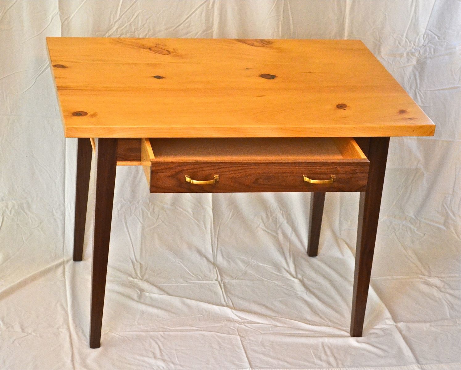 Custom Writing Desk Of Black Walnut And Knotty Pine by White Dove