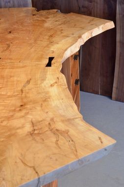 Custom Made 7' Maple Crotch Desk With Aromatic Cedar Drawers And Ebony Pulls