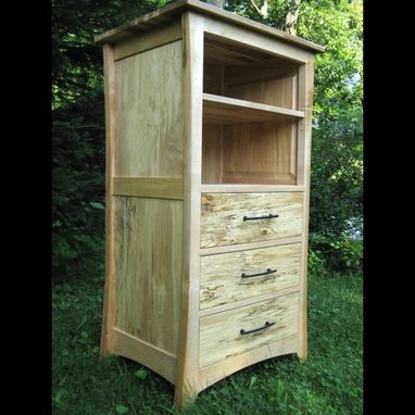 Custom Made Hand-Made, Solid Wood, Spalted Maple Cabinet Media Cabinet