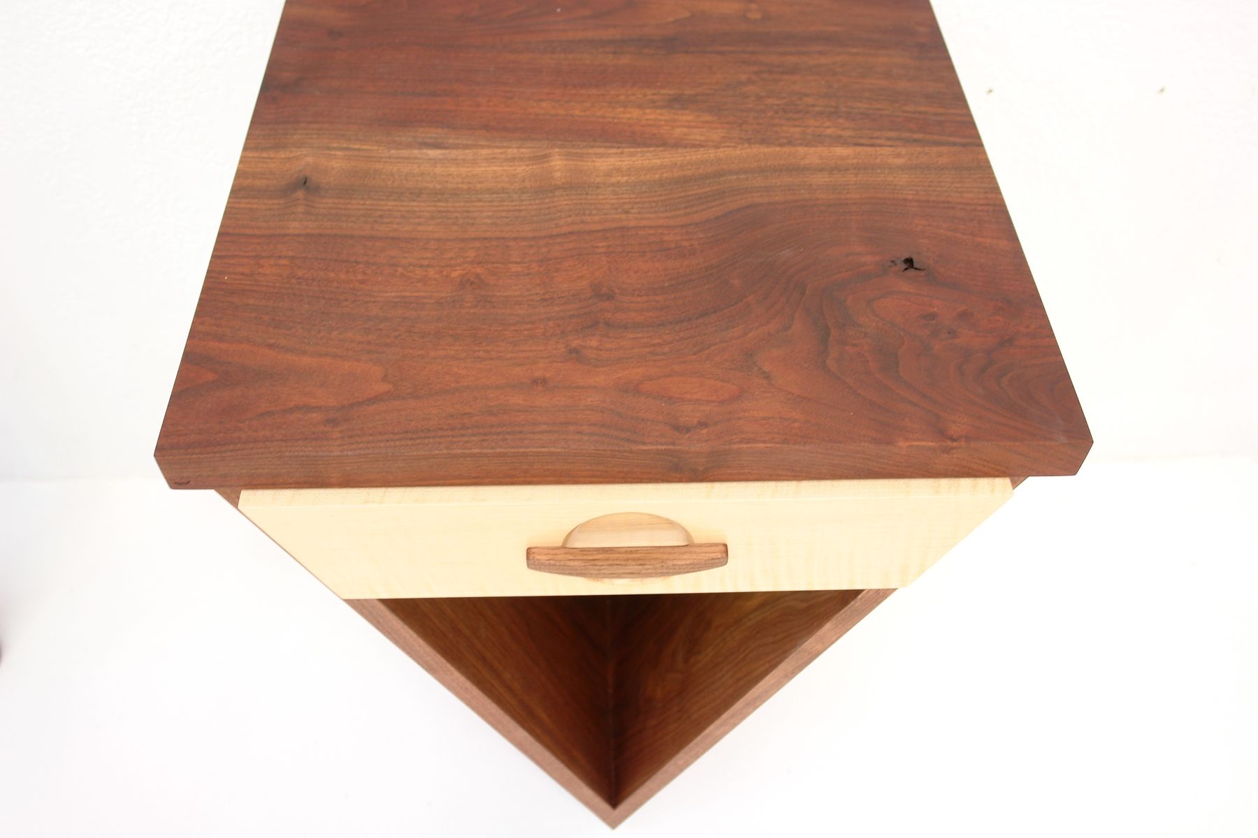 Custom V Night Stand / End Table Walnut & Maple by Mckenzie