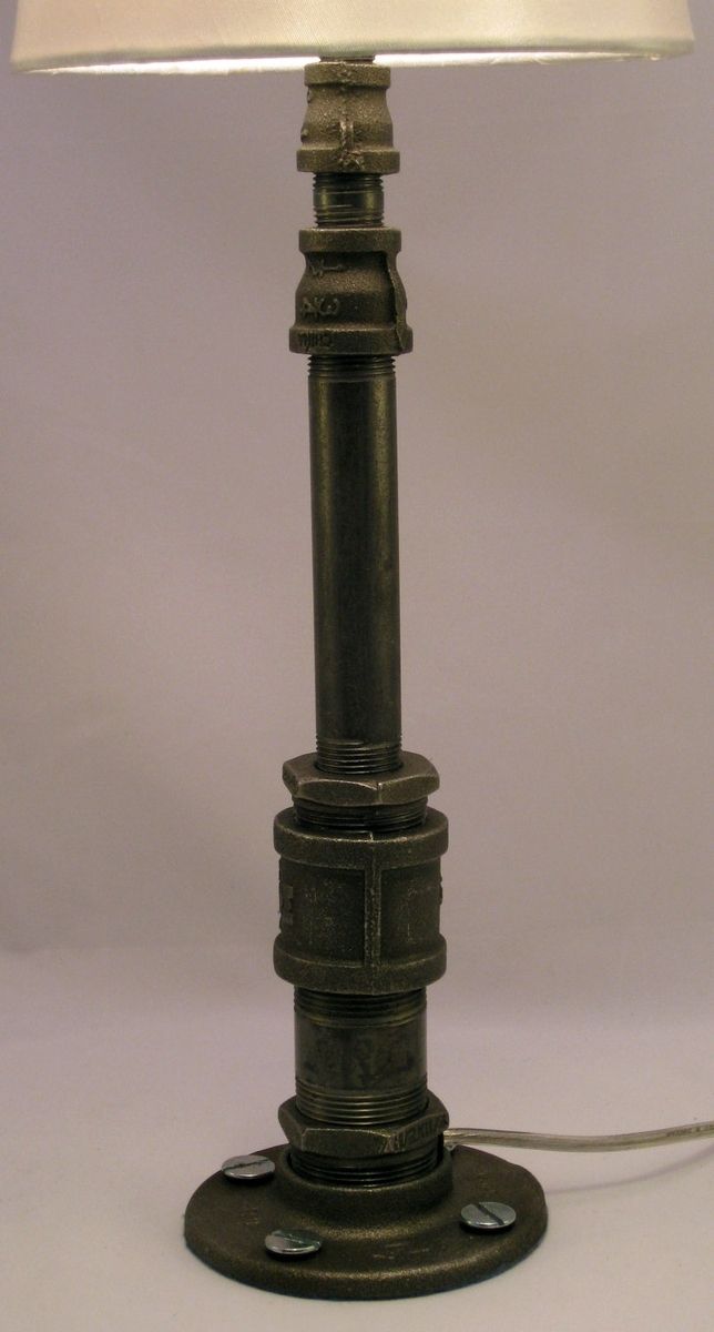 Hand Crafted Industrial Steampunk Black Metal Pipe Table Lamp 3Way