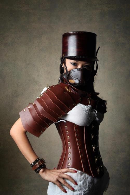 Custom Made Hard Leather Riveted Corset by Lady Heather's Fashions