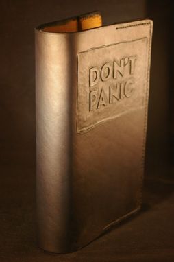 Custom Made Don't Panic: Hitchhiker's Handmade Leather Bible Or Book Cover