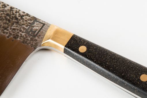 Custom Made Cleaver With Brass And Resin Handle In Handmade Sheath (Carbon)