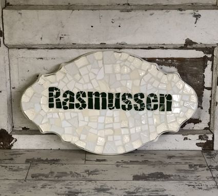 Custom Made Mosaic Family Name Sign - Broken China Mosaic