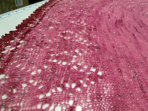 Custom Made Hand Spun Cashmere Beaded Knitted Shawl