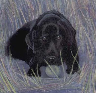 Custom Made Black Lab Pup (Dog Portrait) Pastel - Fine Art Print On Paper (8