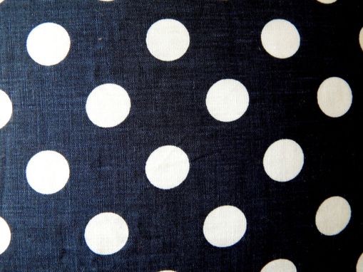 Custom Made Linen Navy/White Polka Dot Pillow