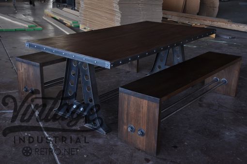 Custom Made A Frame Dining Table And Mahogany Benches
