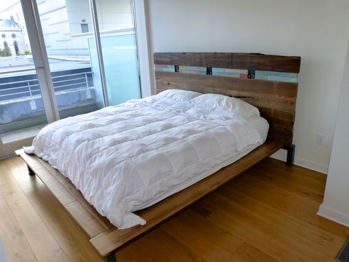 Custom Made Contemporary Wood & Steel Platform Bed