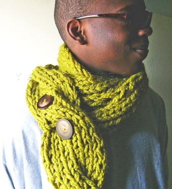 Custom Made The Oversized Chunky Cabled Knit Twist Scarf - Rustic - In Lemongrass
