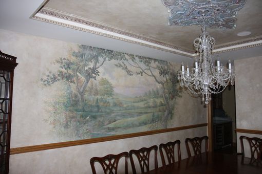 Custom Made Dining Room Finishes, Murals Ceiling Crown And Molding Details