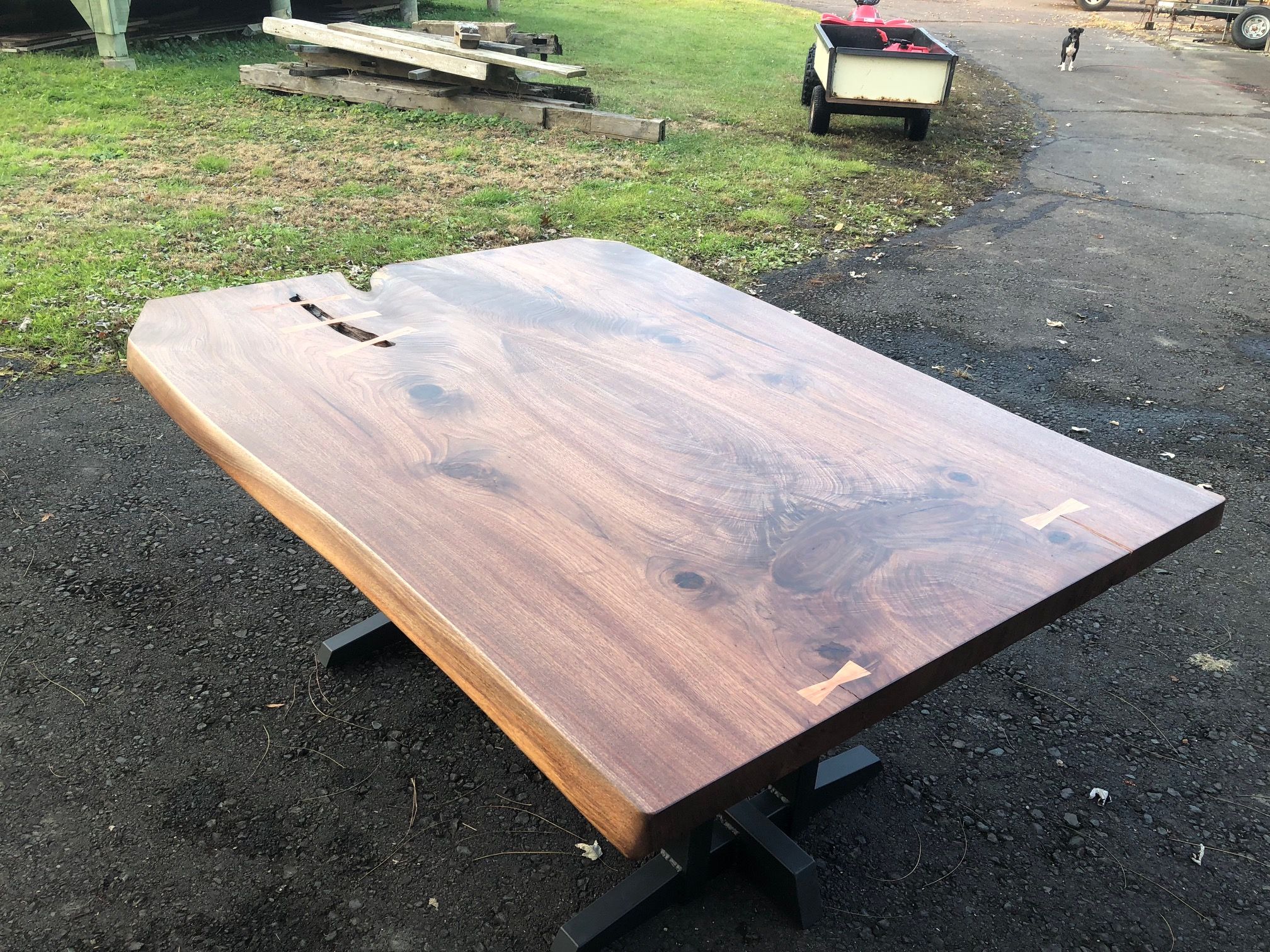 Hand Crafted Nakashima Style Dining Table With Welded Steel
