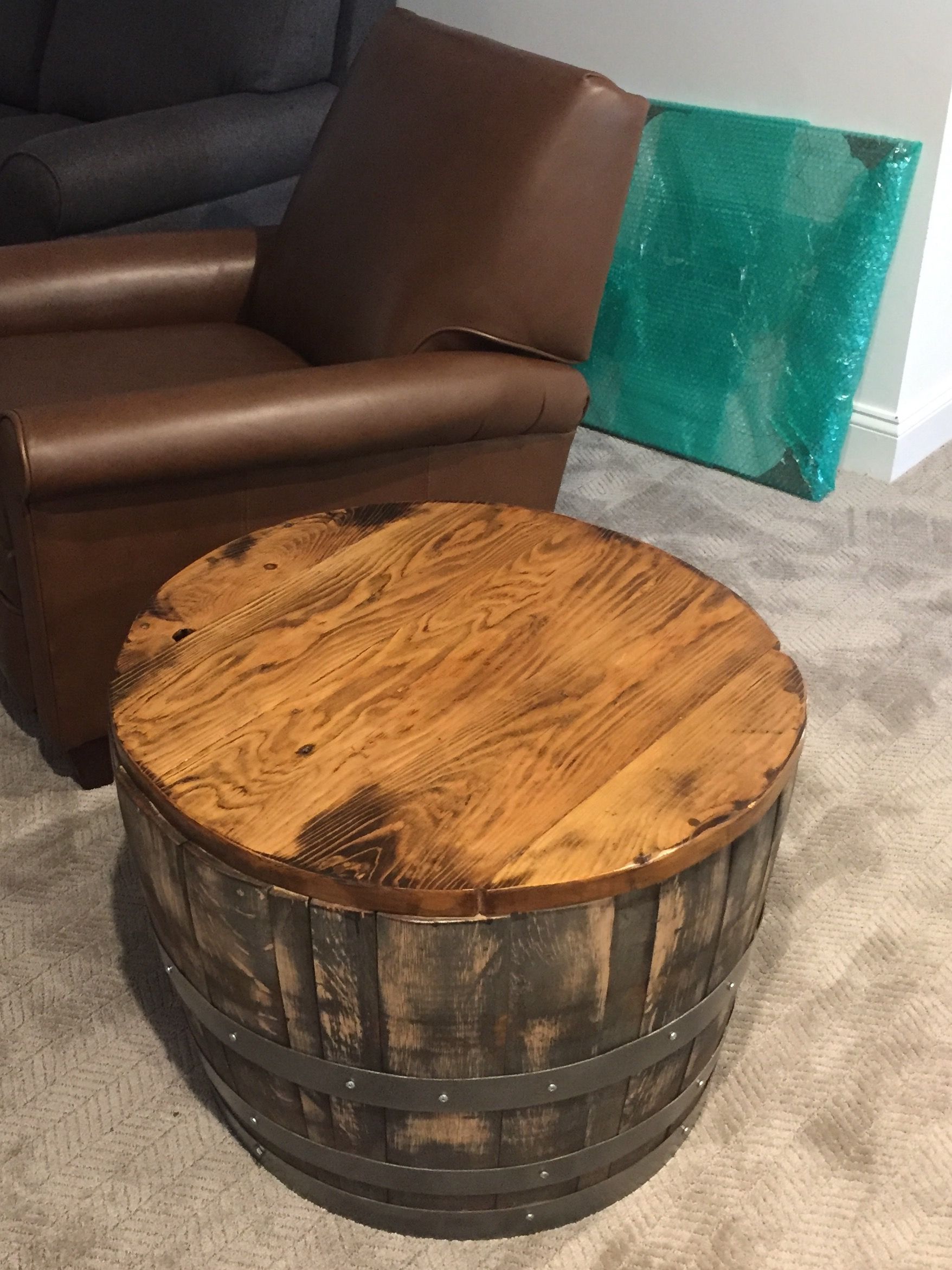 Handmade Wine Barrel End Table by John Gaines Woodworking