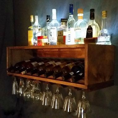 Custom Made Lighted Wine Bottle And Glass Rack - Alcohol Display