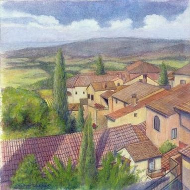 Custom Made The Room With The View, San Gimignano (Tuscan Landscape) Watercolor