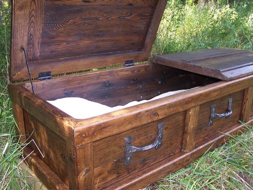 Custom Made Reclaimed Wood Custom Casket With Wrought Iron Handles