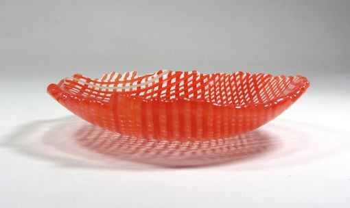 Custom Made Fused Glass Bowl Red 5 Inches