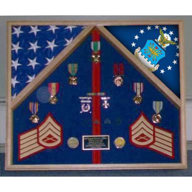 Custom Made Navy Flag Case For 2 Flags And Medals