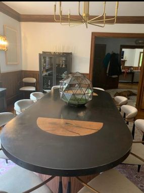 Custom Made Industrial Steel & Wood Dining Table - Racetrack Table